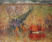 John Russell Fishing boats,Goulphar oil painting on canvas